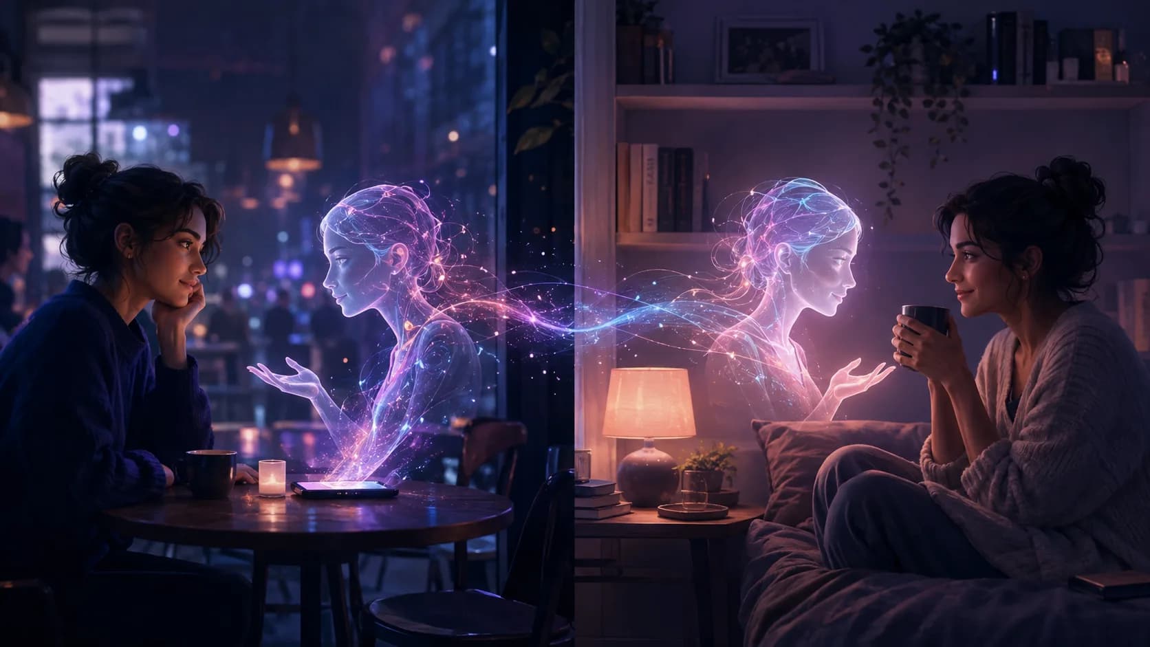 An adult user returning to the same AI companion conversation on the following day