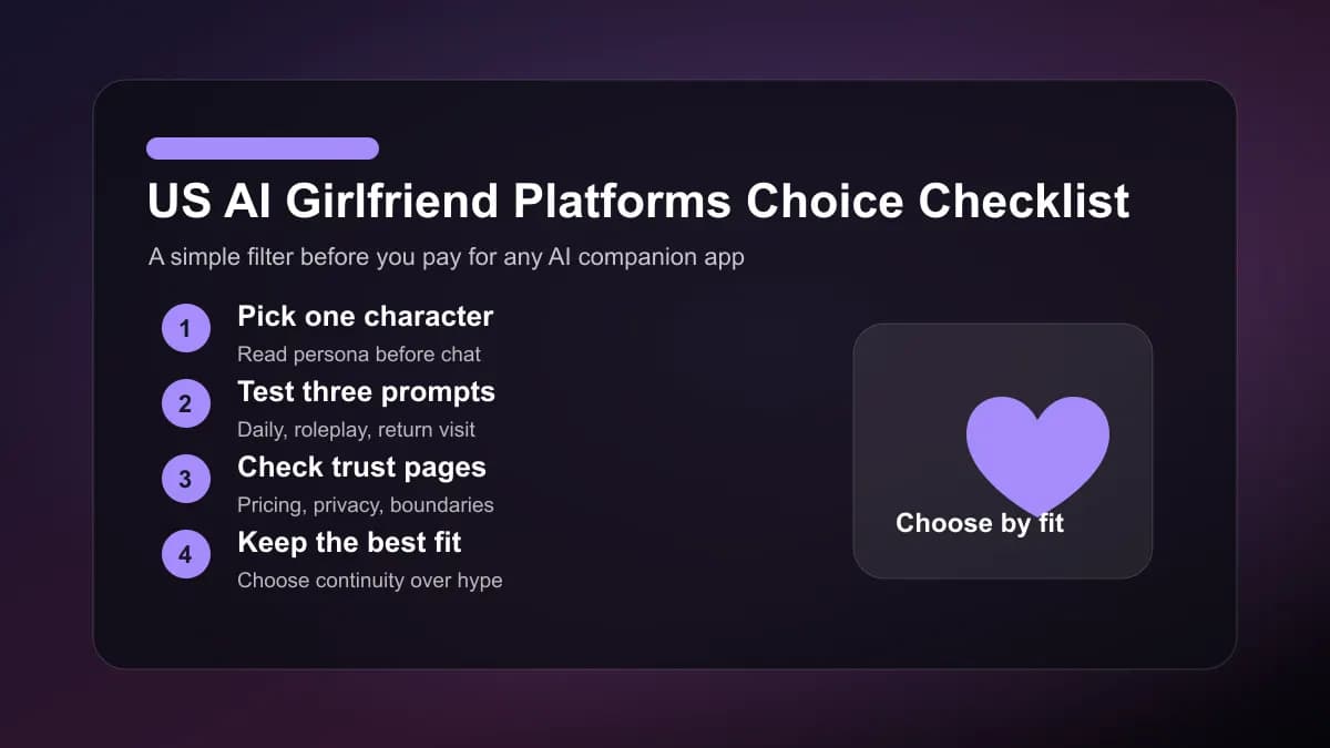 the US US AI girlfriend platforms choice checklist for LumiChat and local platforms